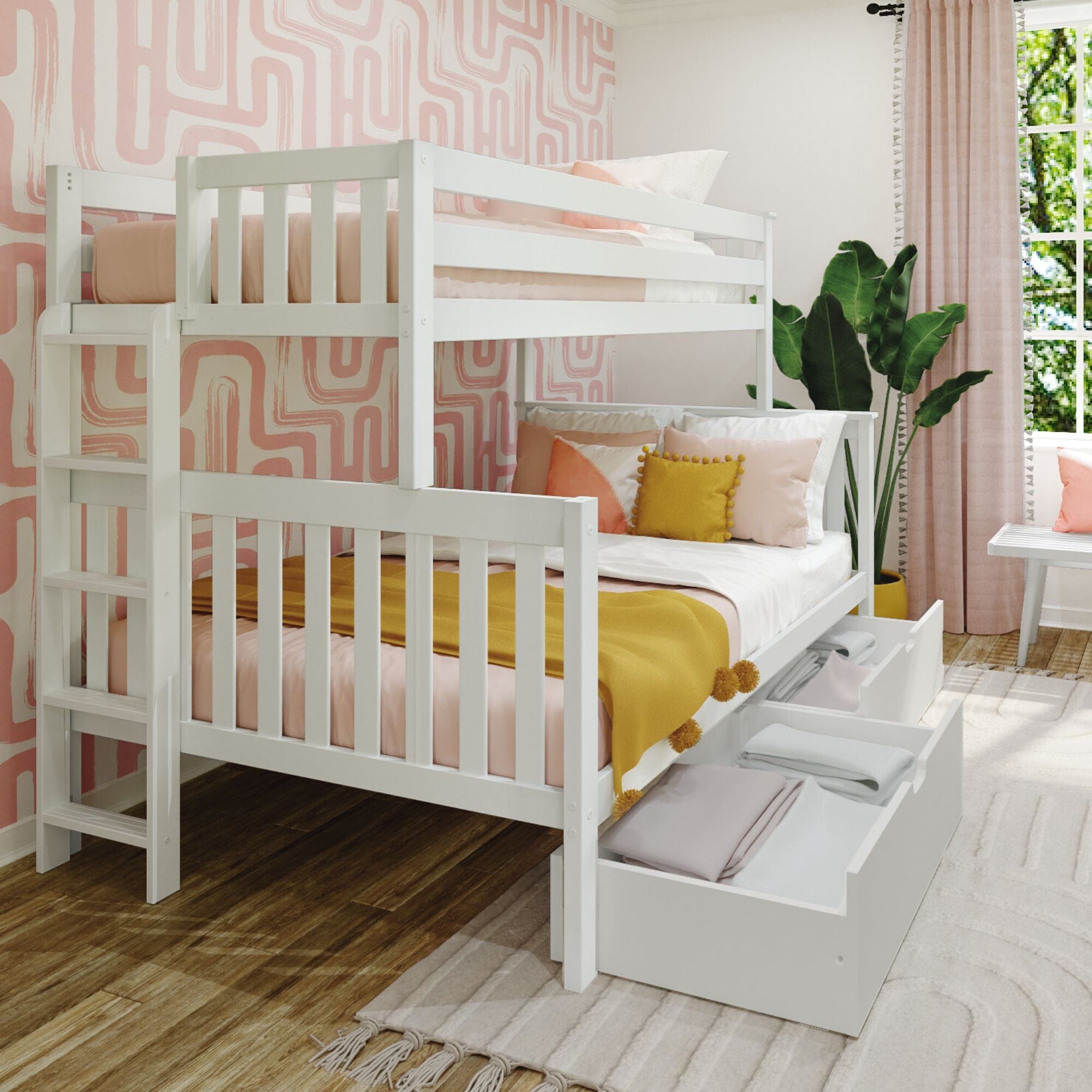 🎄Store Closing Sale💖Twin over Full Bunk Bed with Ladder on End and Storage Drawers