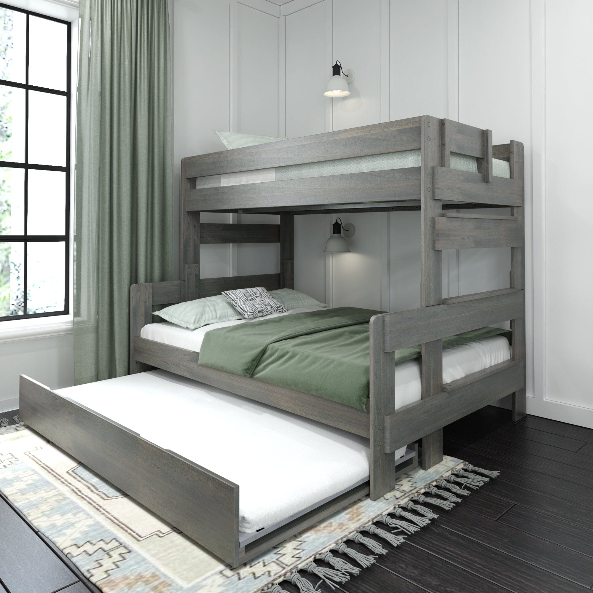 🎄Store Closing Sale💖Modern Farmhouse Twin over Full Bunk Bed with Trundle
