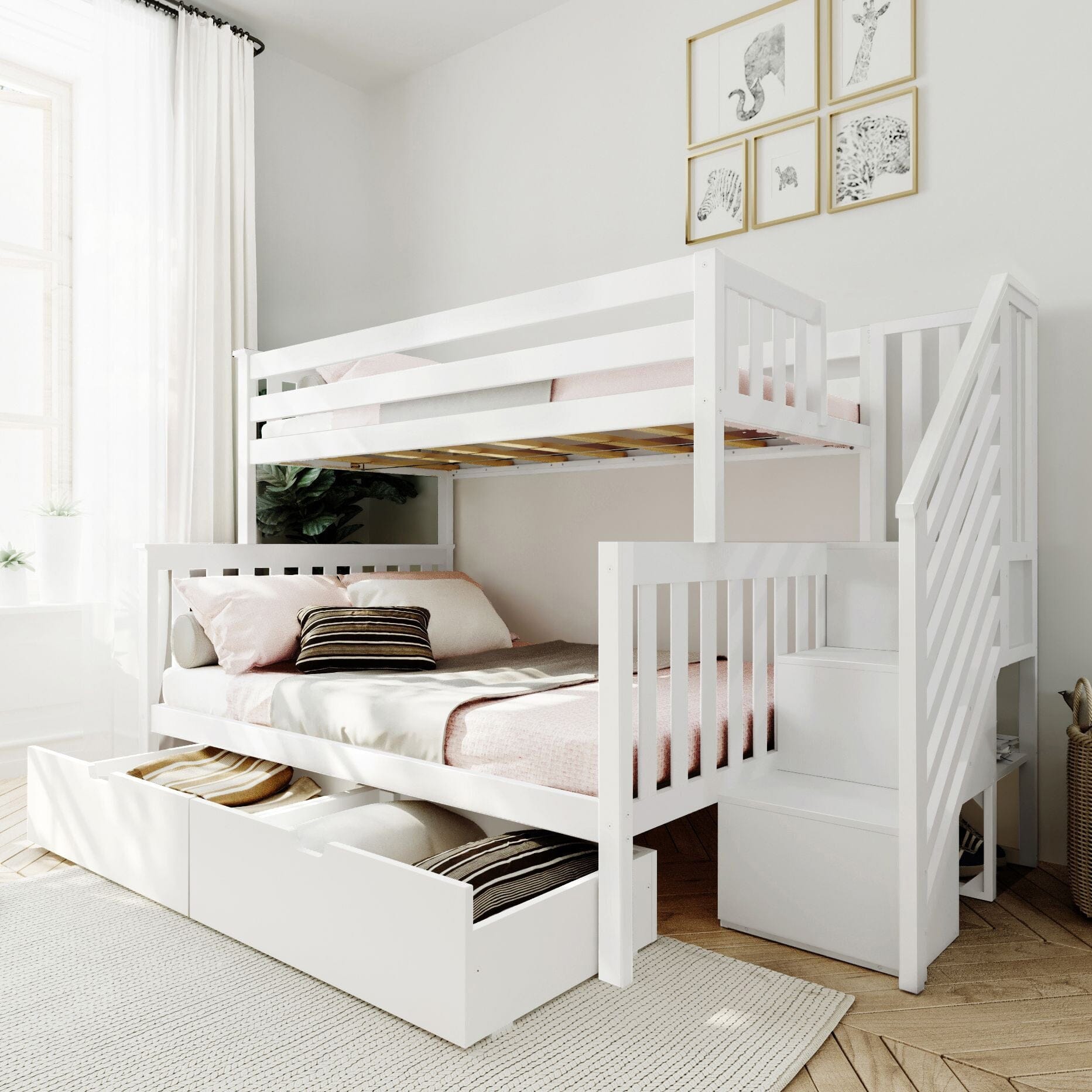 🎄Store Closing Sale💖Twin over Full Staircase Bunk with Storage Drawers