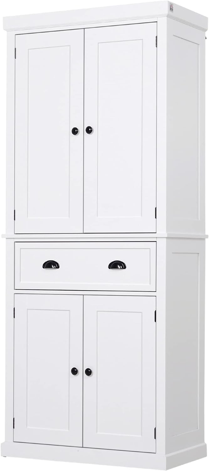 HOMCOM 72 Traditional Freestanding Kitchen Pantry Cupboard with 2 Cabinet